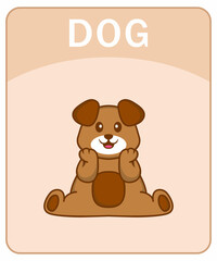 Alphabet flashcard with Cute dog cartoon character.
