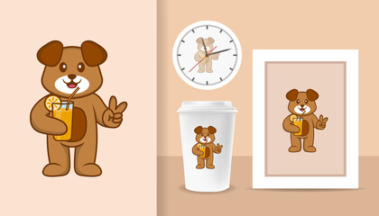 Cute dog cartoon character. Prints on T-shirts, sweatshirts, cases for mobile phones, souvenirs. Isolated vector illustration.