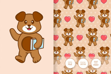 Cute dog cartoon character. seamless pattern background.