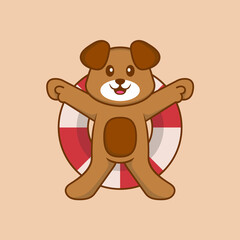 Cute dog cartoon character vector illustration.