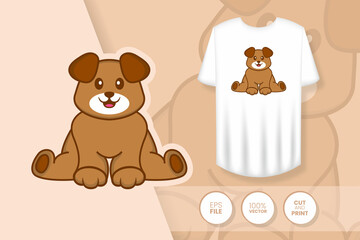 Cute dog cartoon character. Prints on T-shirts, sweatshirts, cases for mobile phones, souvenirs. Isolated vector illustration.