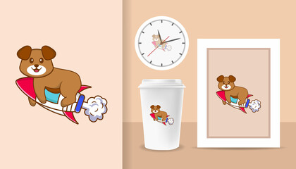 Cute dog cartoon character. Prints on T-shirts, sweatshirts, cases for mobile phones, souvenirs. Isolated vector illustration.