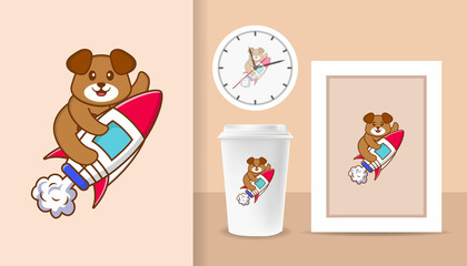 Cute dog cartoon character. Prints on T-shirts, sweatshirts, cases for mobile phones, souvenirs. Isolated vector illustration.