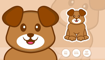 Hand drawn illustration of Cute dog. Cartoon character concept - Stickers