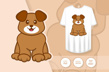 Obraz na płótnie Canvas Cute dog cartoon character. Prints on T-shirts, sweatshirts, cases for mobile phones, souvenirs. Isolated vector illustration.