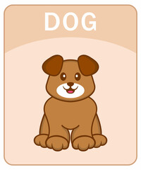 Alphabet flashcard with Cute dog cartoon character.
