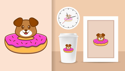 Cute dog cartoon character. Prints on T-shirts, sweatshirts, cases for mobile phones, souvenirs. Isolated vector illustration.