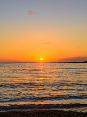 gentle sun and sea during sunset over the mediterranean sea in Turkey in October