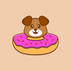 Cute dog cartoon character vector illustration.