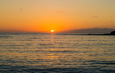 gentle sun and sea during sunset over the mediterranean sea in Turkey in October