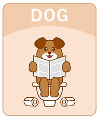Alphabet flashcard with Cute dog cartoon character.