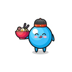 gum ball as Chinese chef mascot holding a noodle bowl