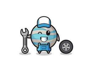 the planet character as a mechanic mascot