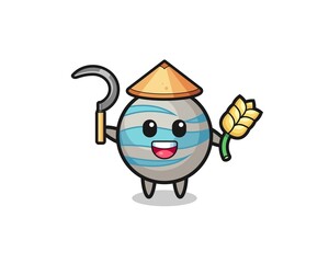 planet Asian farmer holding paddy