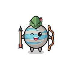 planet cartoon as medieval archer mascot