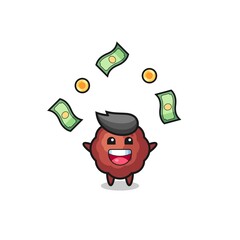 illustration of the meatball catching money falling from the sky