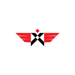 X letter with Wing logo design vector