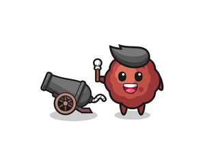 cute meatball shoot using cannon