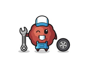 the meatball character as a mechanic mascot