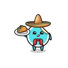 sticker Mexican chef mascot holding a taco