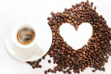 Coffee with heart beans valentines love 