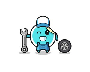 the sticker character as a mechanic mascot