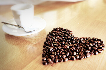 Coffee with heart beans valentines love 