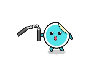 cartoon of sticker using nunchaku