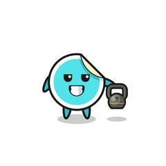 sticker mascot lifting kettlebell in the gym