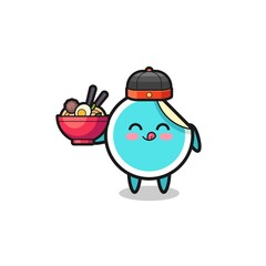 sticker as Chinese chef mascot holding a noodle bowl