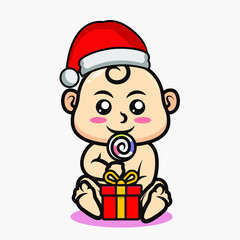 Cute Christmas mascot design illustration