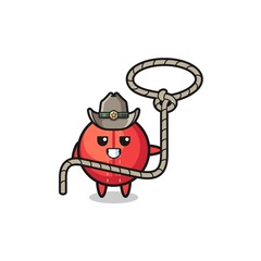 the cricket ball cowboy with lasso rope