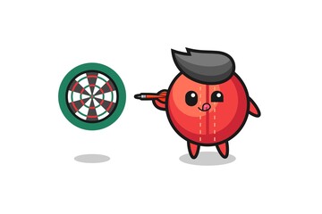 cute cricket ball is playing dart