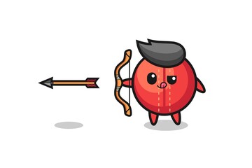 illustration of cricket ball character doing archery