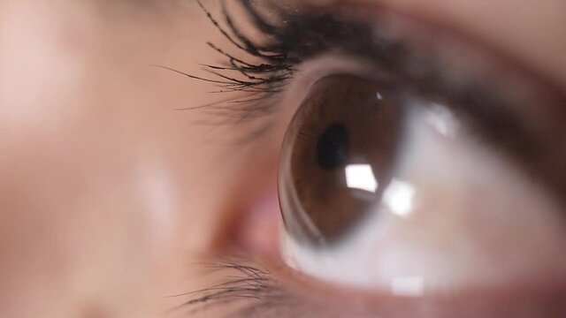 eye closeup, eye moving from side to side, visual health concept,.
