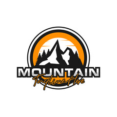 mountain climbing emblem illustration logo design