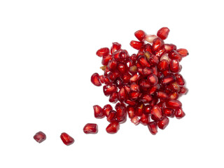 Pomegranate seeds on a white background
