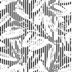 Floral Seamless Pattern with striped textures