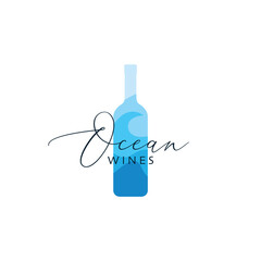 Ocean wines. Logo template.