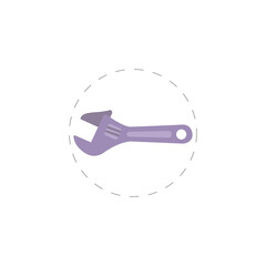 Adjustable wrench isolated illustration on white background. Adjustable wrench tool clipart. Adjustable wrench flat icon.