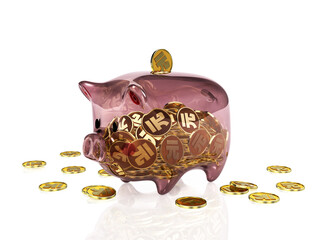 透明な豚の貯金箱　元