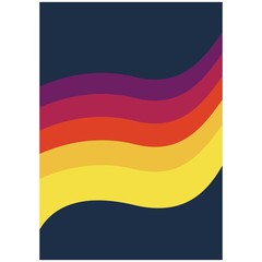 Retro vintage 70s style stripes background poster lines. 1970s Color Pattern, Wavy Background. Retro background - abstract lines - 80s style.
