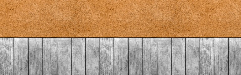 Fototapeta premium Panorama of Polished Granite Floor Tiles brown texture and white wood floor background seamless
