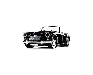 black classic car vector graphic illustration on white background.