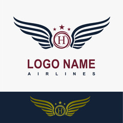Modern Wing Initial Letter H Logo Idea Vector Template. Sport, Force, Flight, Airlines, Plane, Finance Business Logo. Eagle Victory Freedom Symbol