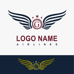 Modern Wing Initial Letter G Logo Idea Vector Template. Sport, Force, Flight, Airlines, Plane, Finance Business Logo. Eagle Victory Freedom Symbol