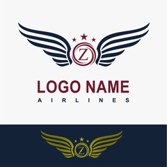 Modern Wing Initial Letter Z Logo Idea Vector Template. Sport, Force, Flight, Airlines, Plane, Finance Business Logo. Eagle Victory Freedom Symbol