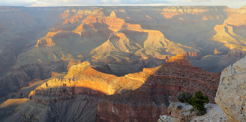 Grand Canyon ravines painted by the morning sun