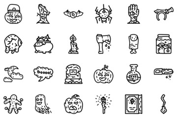 Halloween line vector doodle simple icon set