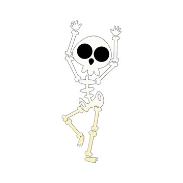 Halloween skull monster dancing happily.